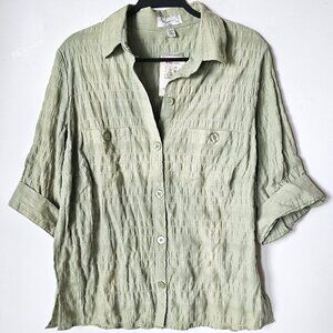 Dressbarn Two tone Pale Green Button Down  Size 2X NWT